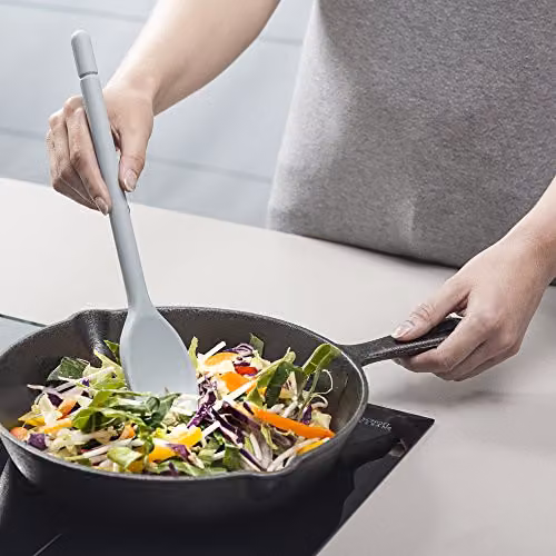 Zeal Silicone and Stainless Steel Non-Stick Cooking Spoon in Blue, 30 cm – 4