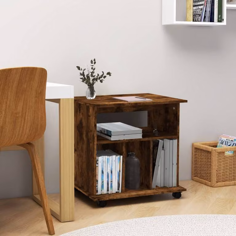 Berkfield Home Rolling Cabinet in Smoked Oak Brown, W/D/H: 60 x 45 x 60 cm