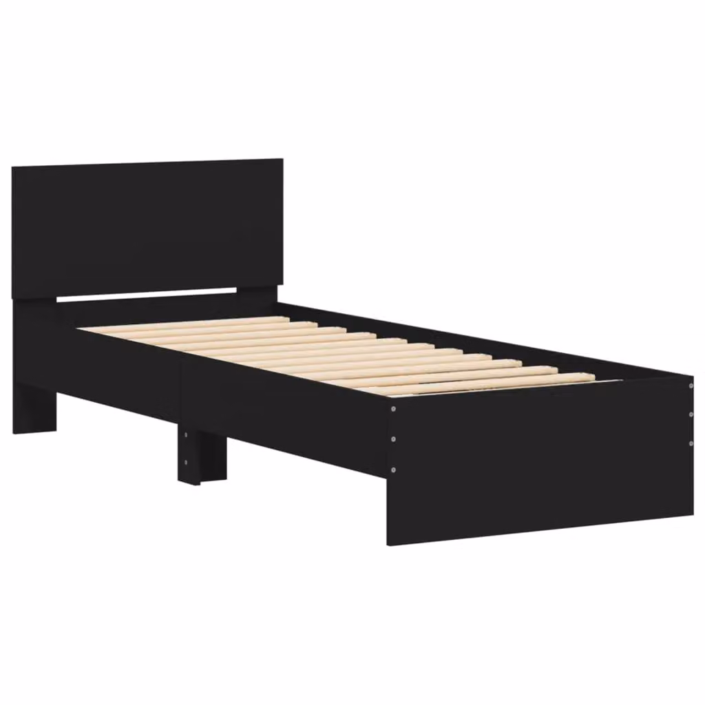 Berkfield Home Small Single Bed Frame in Black with LED Under-Bed Lighting and USB Charging Port – 3