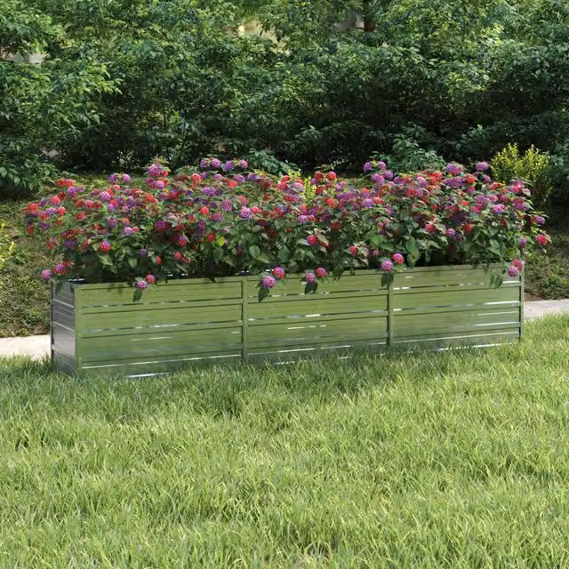Berkfield Home Garden Galvanised Steel Raised Bed in Silver, W: 240 cm, D: 40 cm, H: 45 cm – 1