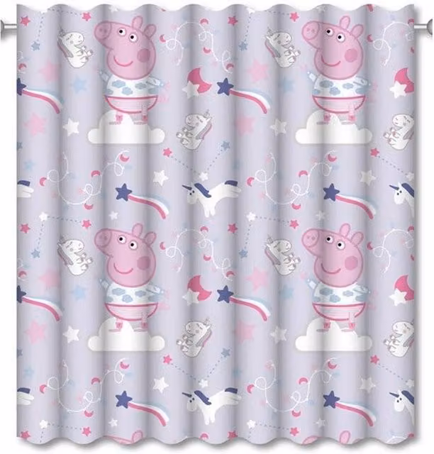 Peppa Pig Microfibre Sleepy Curtains, Pack of 2, Purple with Stars