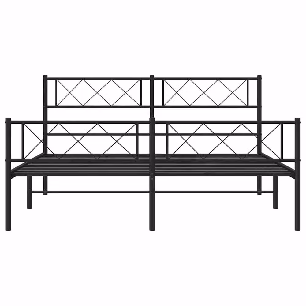 Berkfield Home Metal Bed Frame with Headboard and Footboard in Black, W/D/H: 135 x 190 cm Double – 3