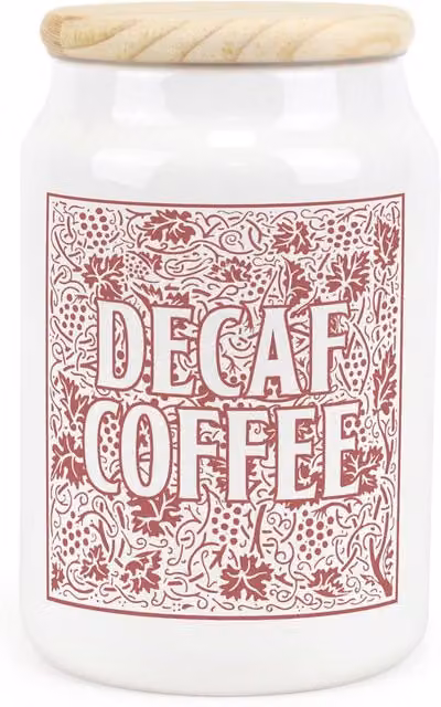 Purely Home Red Oak Leaves and Berries Ceramic Decaf Coffee Storage Canister in Red and White