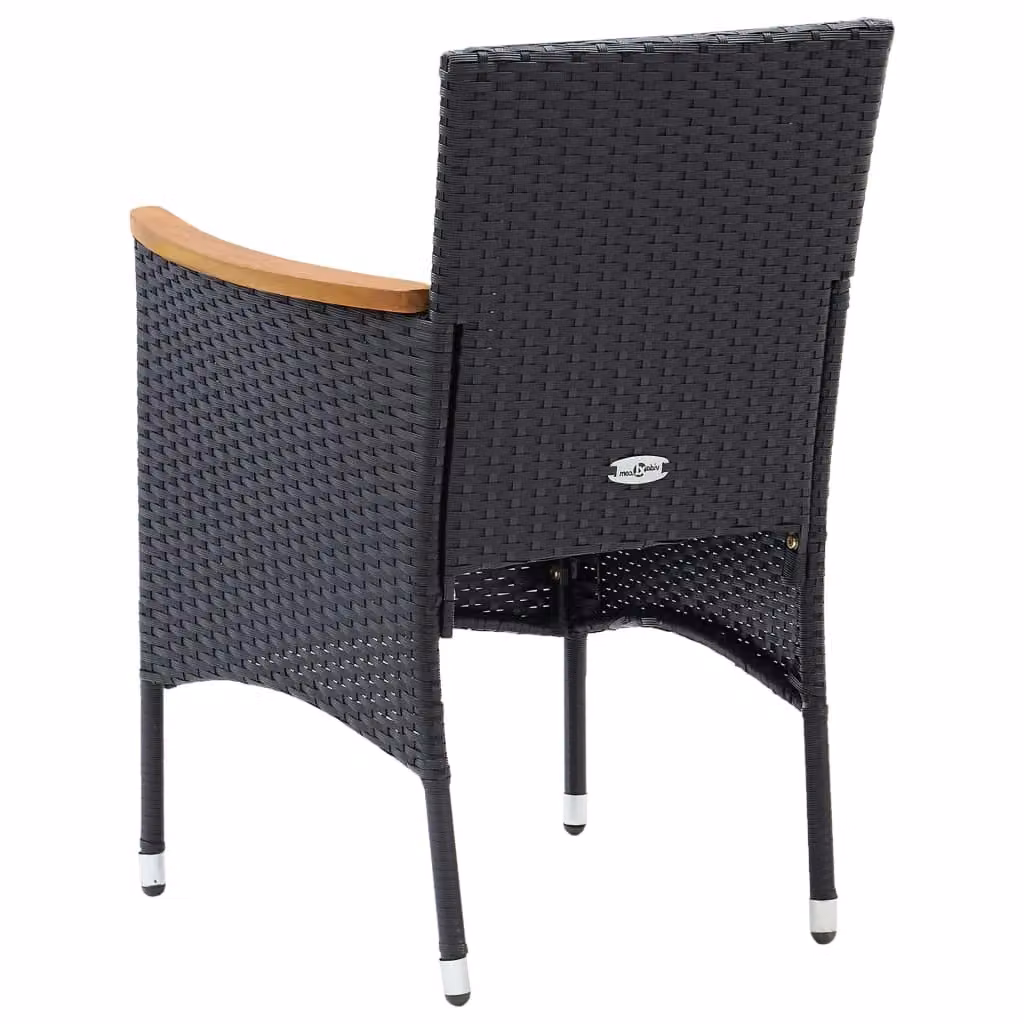 Berkfield Home Garden Set of 4 Black Poly Rattan Dining Chairs with Cushions – 3