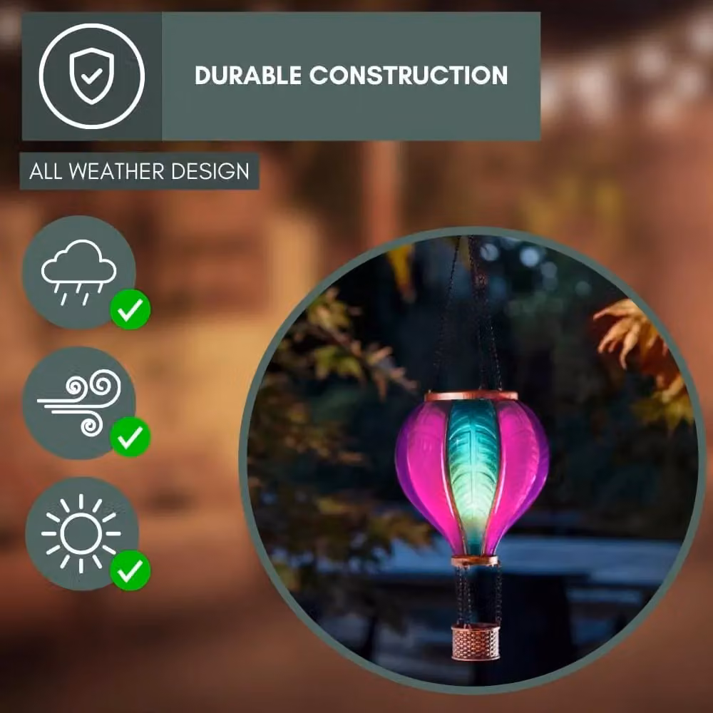 Marco Paul Multicolour Solar Hot Air Balloon LED Garden Ornament with Dusk Sensor – 4