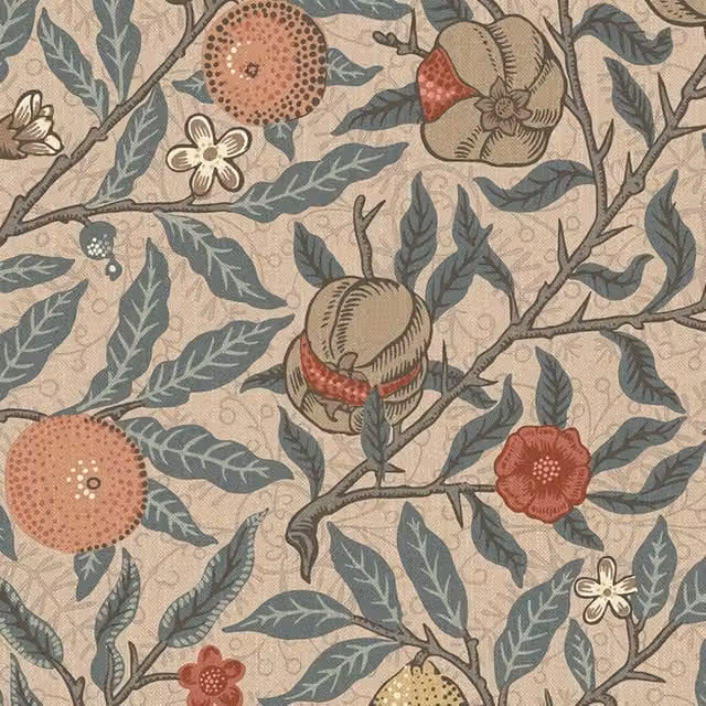 William Morris At Home Fruit Fabric in Grey and Multicolour