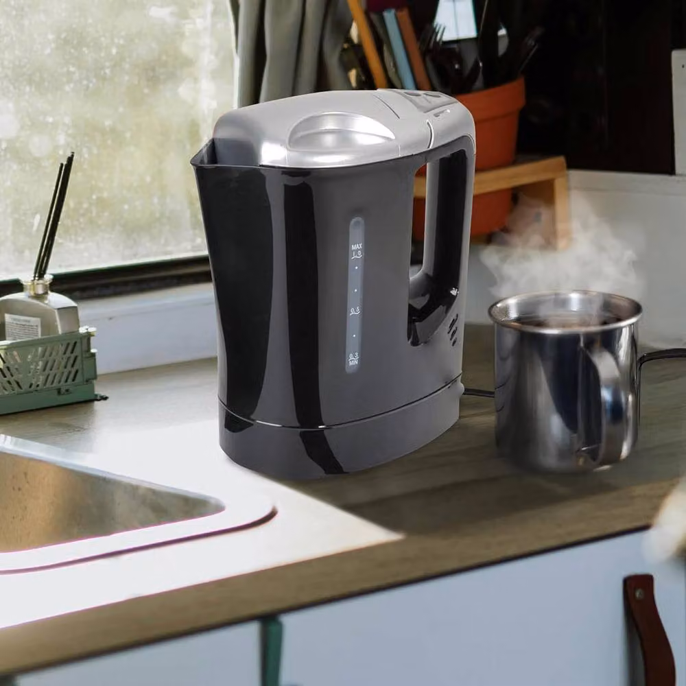 BARGAINS-GALORE 24v Electric Portable Travel Kettle in Black, 800ml – 2