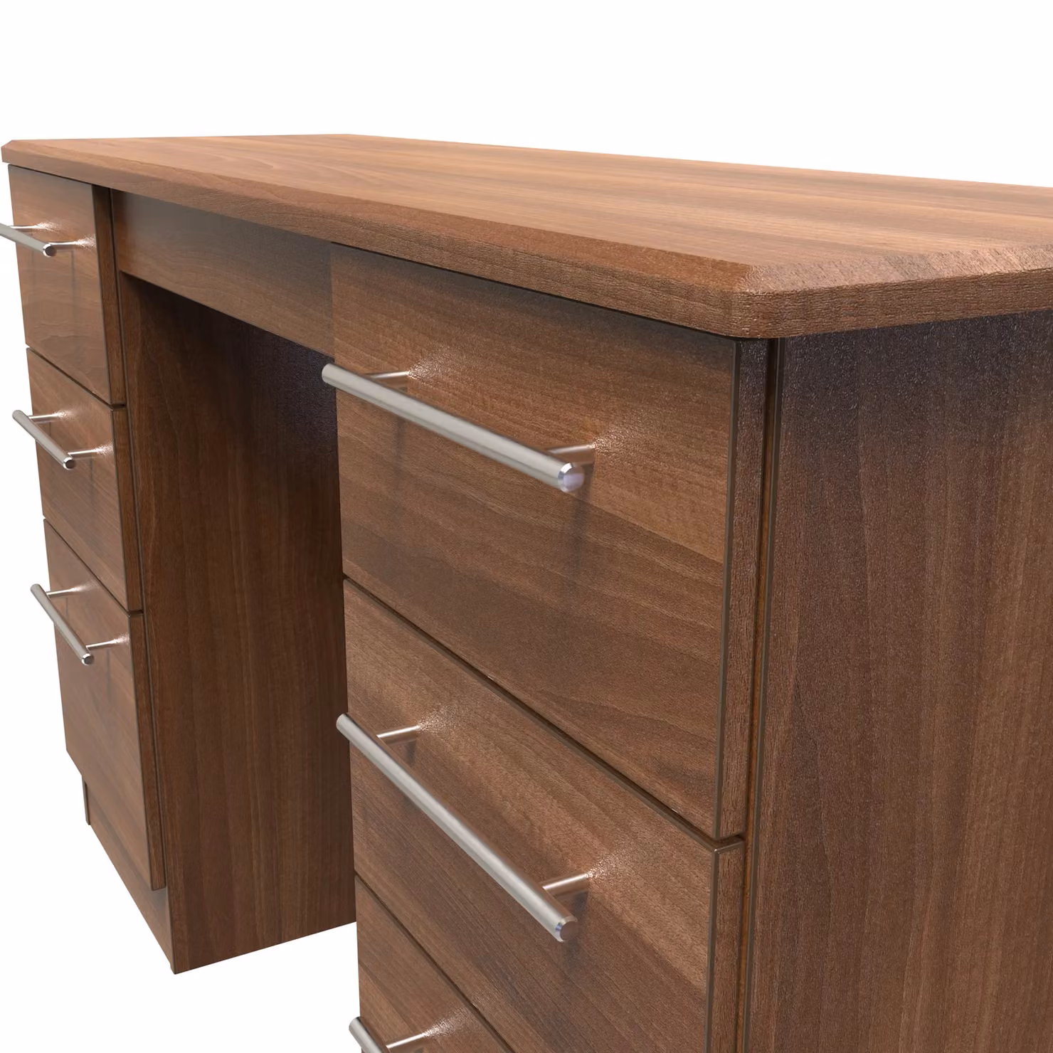 2 U Carlton 6 Drawer Kneehole Desk in Walnut – 3