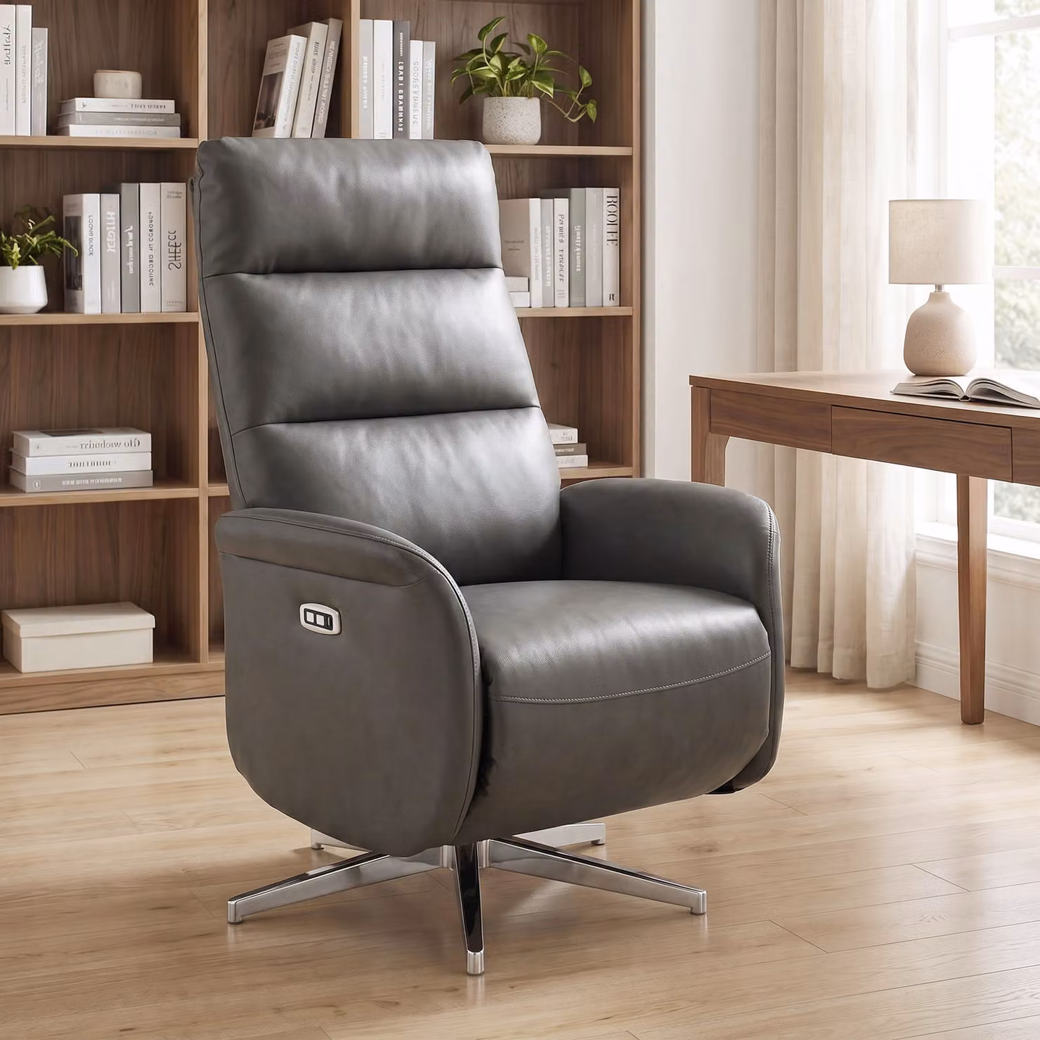 HOMCOM Swivel Electric Power Recliner Chair with USB and Type C Ports in Dark Grey – 6