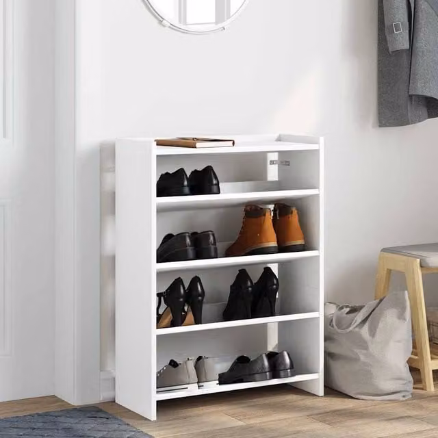 Berkfield Home White MDF Shoe Rack, W/D/H: 60 x 25 x 81 cm