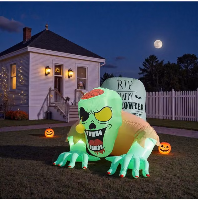 Living and Home Multicolour Halloween Light-Up Inflatable Zombie Tombstone, Height: 150 cm