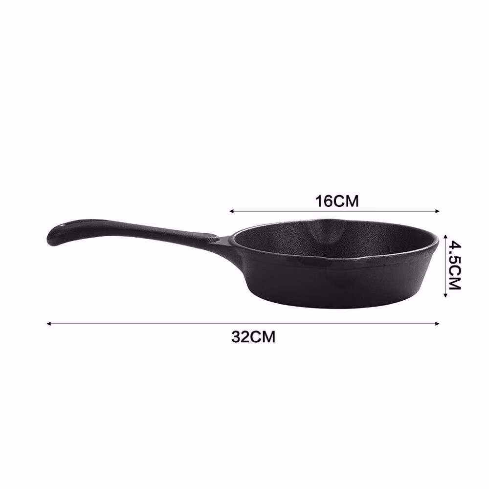 FLAVORA Black Enamelled Cast Iron Round Frying Pan with Pouring Spout, Diameter: 16 cm – 2