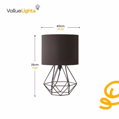 ValueLights Angus Geometric Black Metal Table Lamp with Fabric Shade – 4