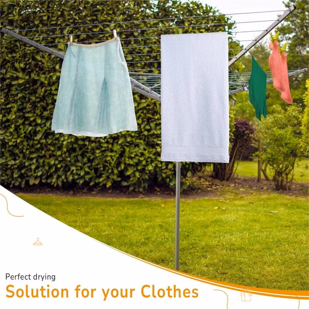 Nordara 4-Arm Rotary Outdoor Washing Line Clothes Airer in Silver – 2