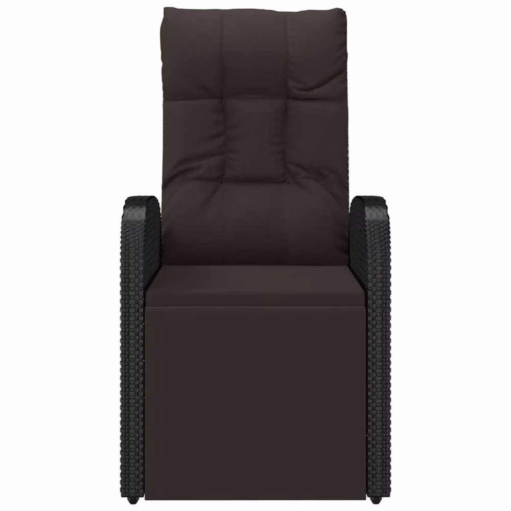 Berkfield Home Reclining Garden Chairs with Cushions, 2 Piece Set, Black Poly Rattan and Steel – 4