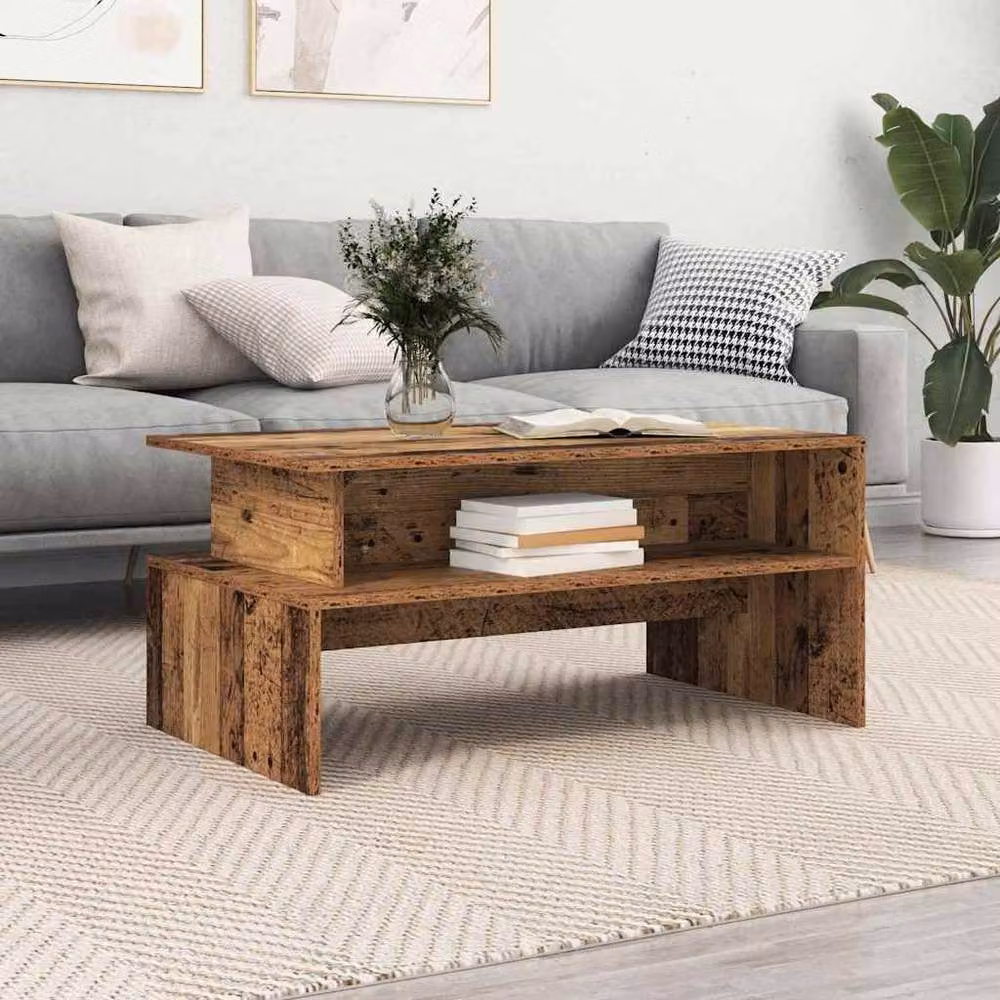 Berkfield Home Rustic Old Wood Coffee Table in Brown, W/D/H: 90 x 55 x 42.5 cm – 4