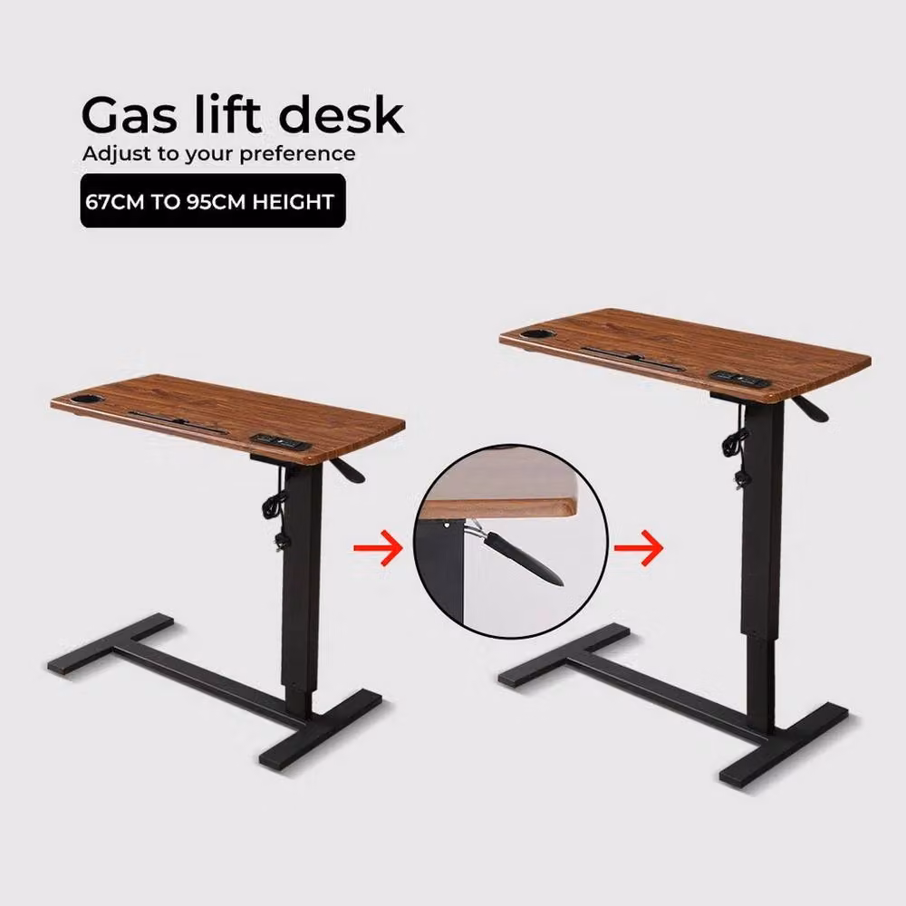 VOGREX Electric USB Height Adjustable Folding Standing Laptop Desk in Brown – 3