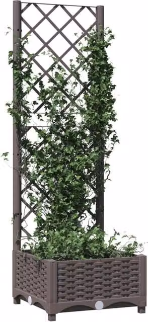 Berkfield Home Garden Planter with Trellis, Brown, H x W x D: 121.5 x 40 x 40 cm – 1