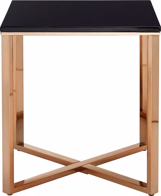 Orsina Square Black Faux Marble End Table with Gold Metal Legs