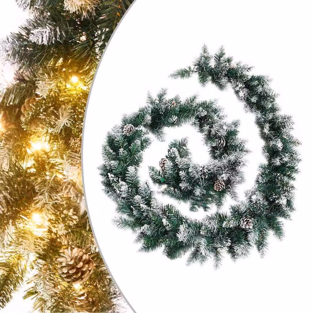 Berkfield Home Christmas Garland with Multicolour LED Lights, Green PVC, 5.2 m – 2
