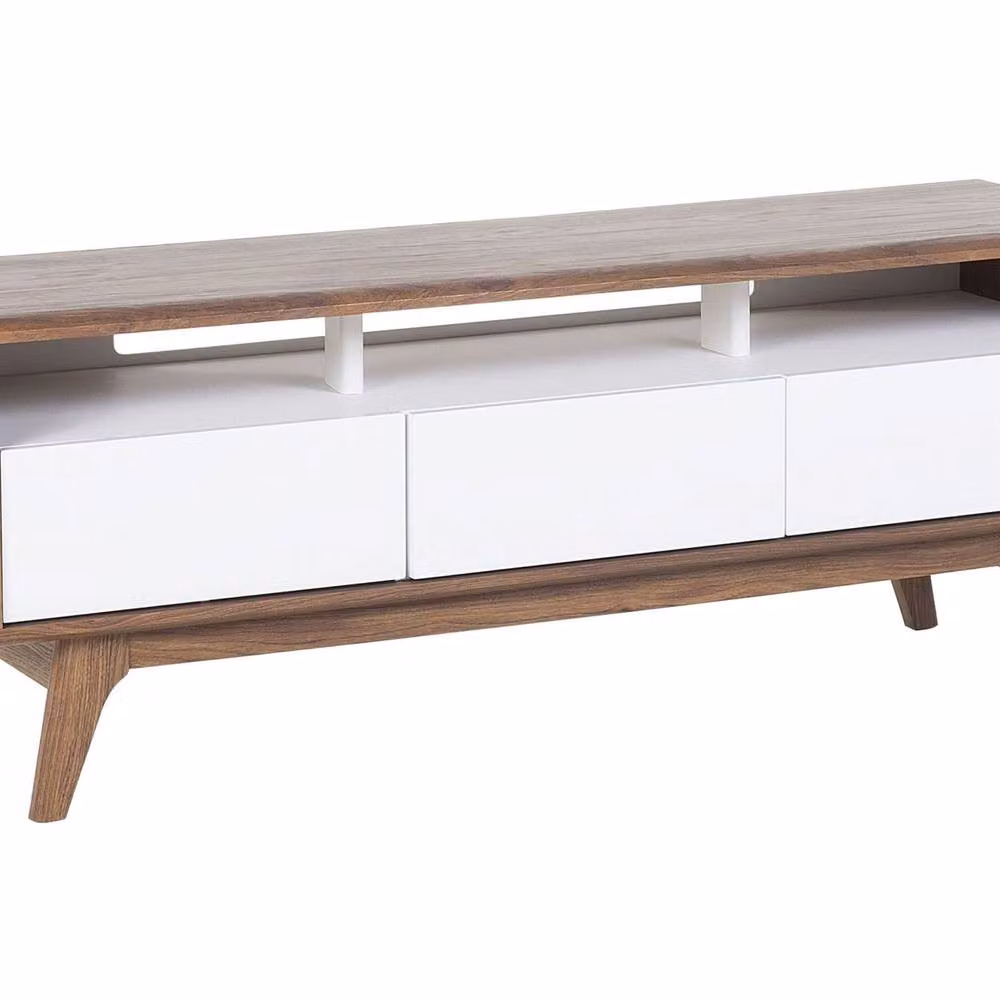 Wyld and Coco Modern Lacquered TV Stand and Console with 3 Drawers in Dark Brown and White – 2