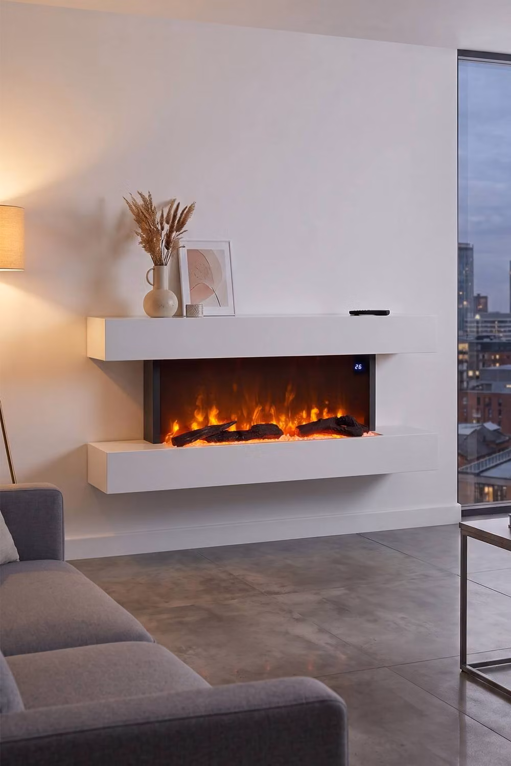 Living and Home 52 Inch Smart Wall-Mounted Electric Fireplace with Remote Control, White – 2