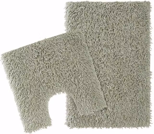 New Edge Blinds Como Bath Mat and WC Pedestal Mat Set in Pale Green
