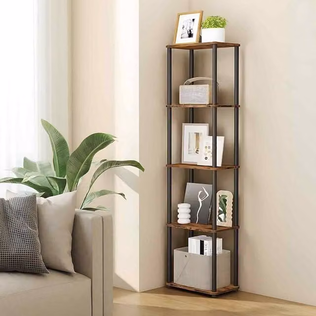 The Bazaarist 5 Tier Metal Storage Shelf in Brown and Black – 1