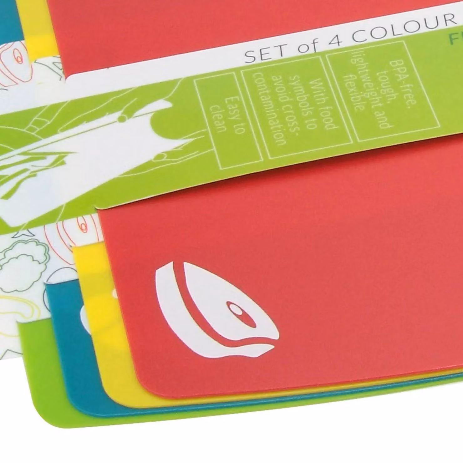 APOLLO Multicolour Flexible Plastic Rectangular Cutting Mats and Chopping Board, 4 Pack – 3