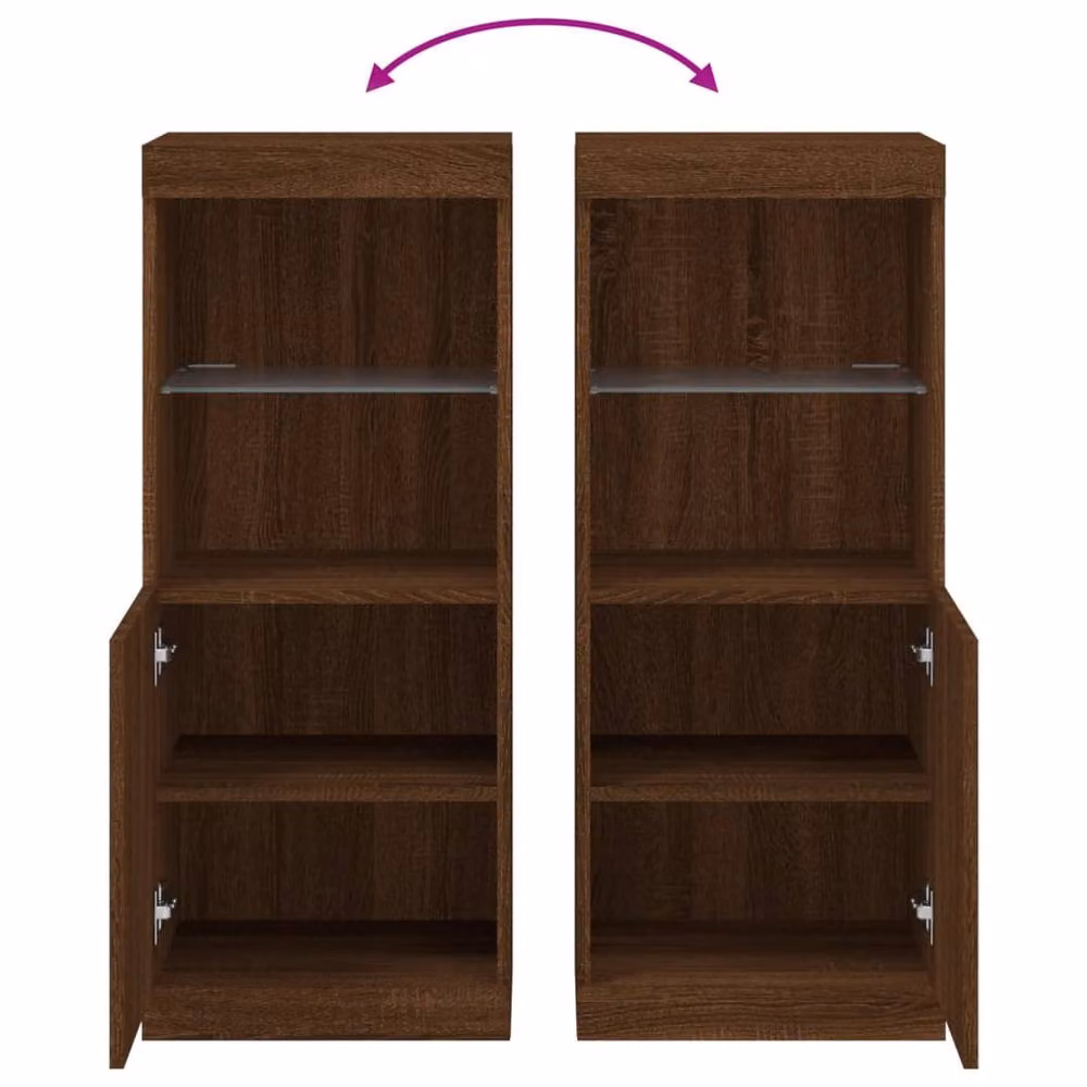Berkfield Home Modern Brown Oak Sideboard with Integrated LED Lights W/D/H: 41 x 37 x 100 cm – 6