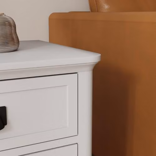 Melody Maison Lawrence Pair of 3 Drawer Bedside Tables in White and Ivory, W/D/H: 38 x 32 x 61.5 cm – 3
