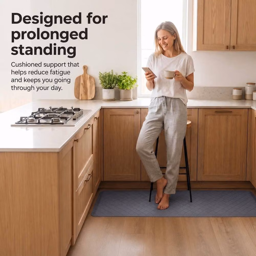 Pawnora Anti Fatigue Kitchen Mat in Grey, W: 67 cm x D: 127 cm Half Moon – 3