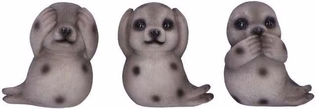 Nemesis Now Three Wise Seal Figurines in Grey, Height: 7.5 cm