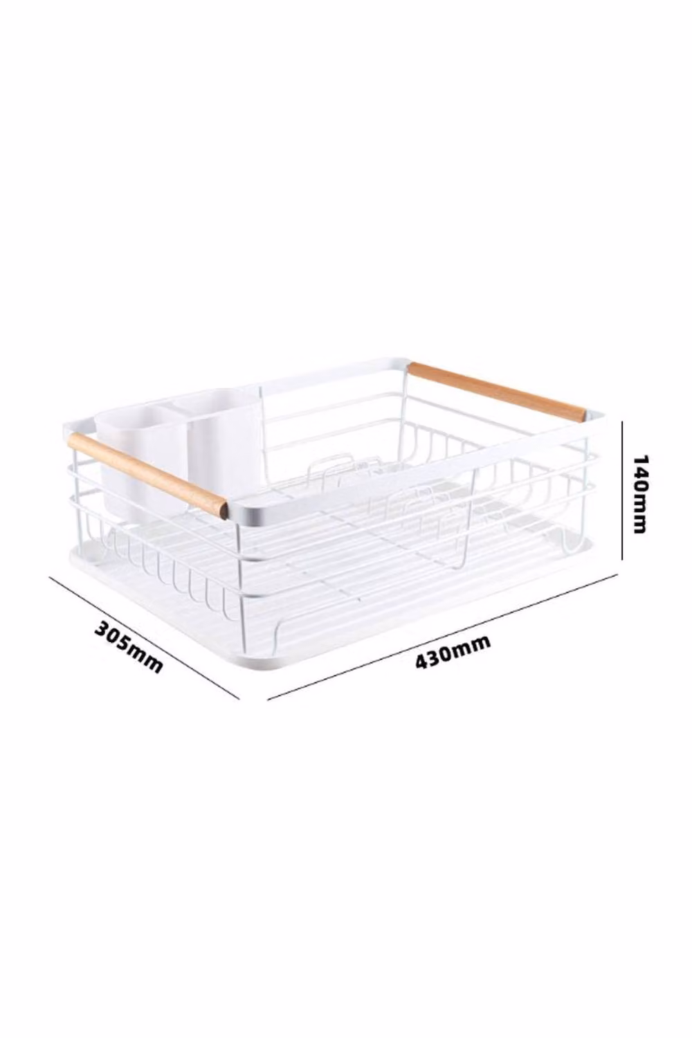 ExtraStar Iron Kitchen Dish Drainer Rack with Drip Tray in White – 3