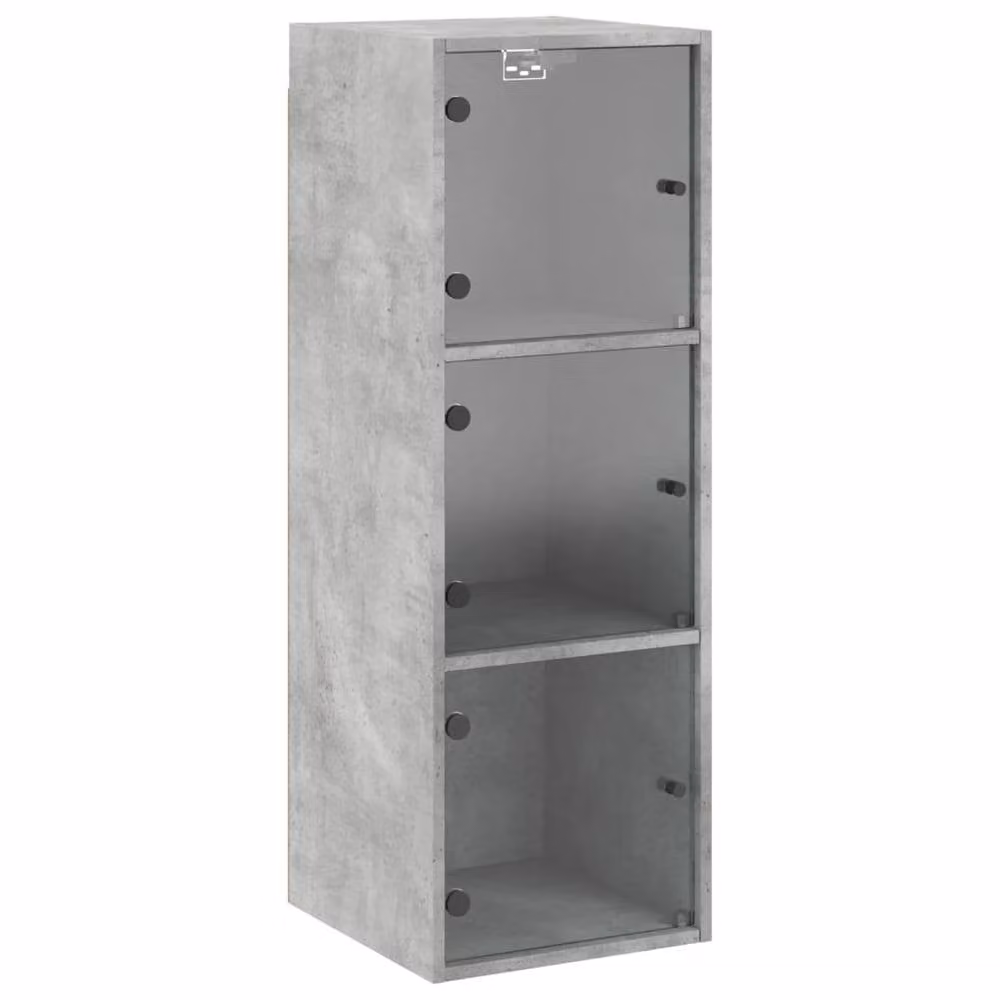 Berkfield Home Wall Mounted Cabinet with Glass Doors in Concrete Grey, W/D/H: 35 x 37 x 100 cm – 2