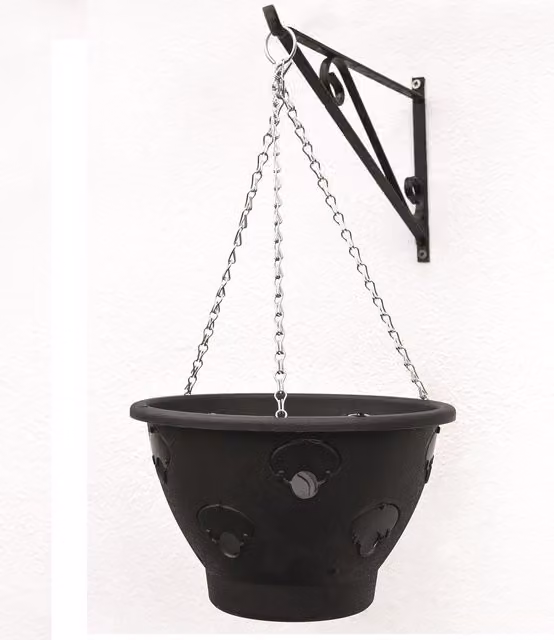 BloomAround Black Hanging Basket Planter, 30 cm, Pack of 2