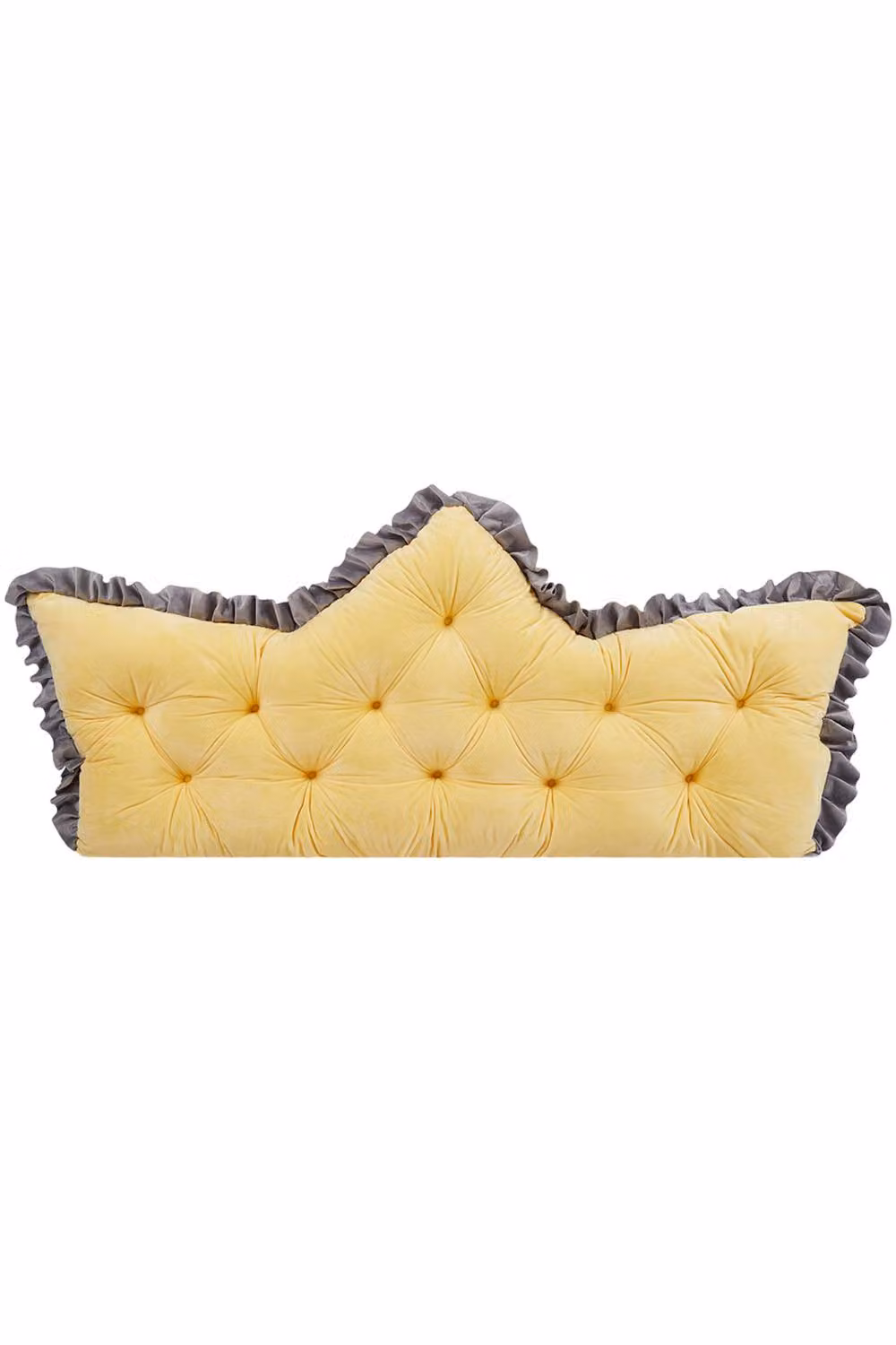 Living and Home Crown-Shaped Ruffled Bed Headboard Pillow in Yellow, Large – 3