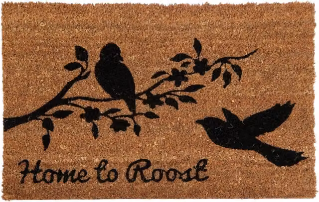 Orsina Home To Roost Round Coir Doormat with Hen Design and PVC Backing, Diameter: 100 cm – 1