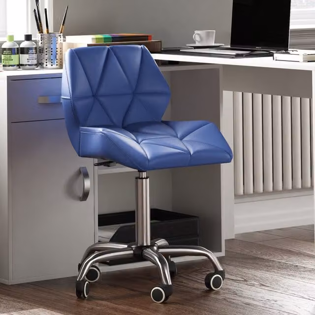 Vida Designs Modern Geometric Task Chair in Blue and Yellow Synthetic Leather