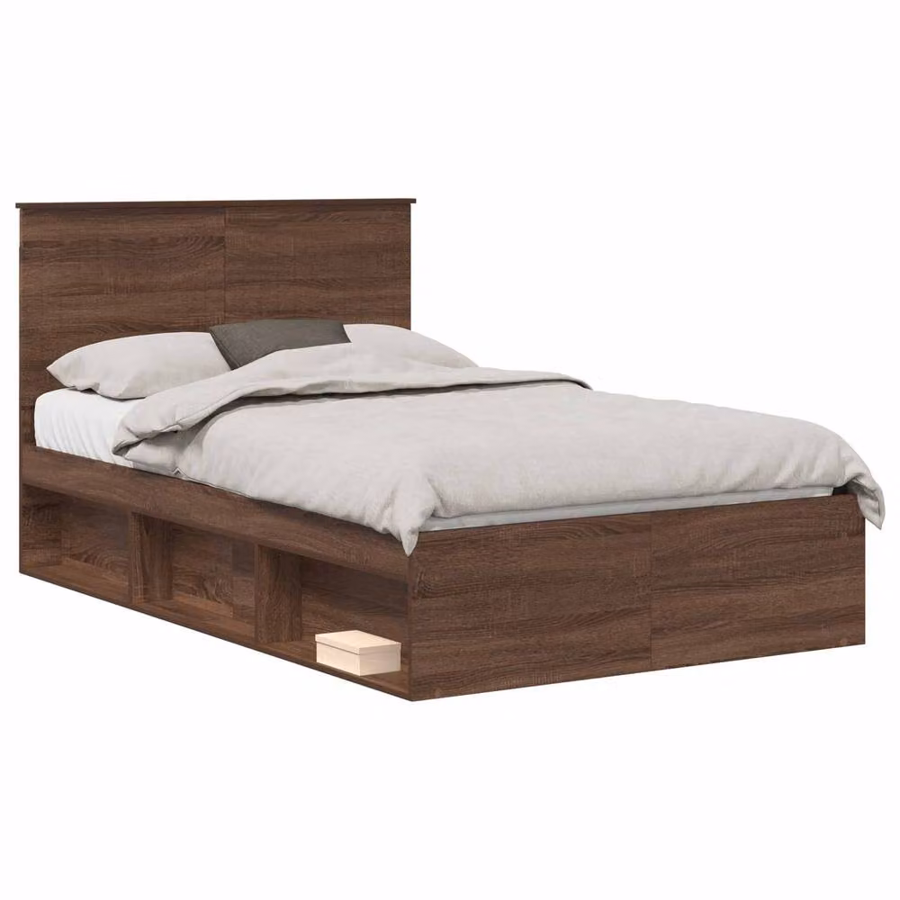 Berkfield Home Modern Bed Frame with Headboard in Brown Oak and Pine Wood, W/D/H: 120 x 190 cm – 2