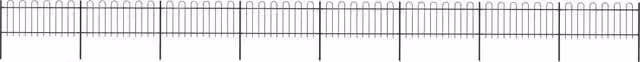 Berkfield Home Garden Hoop Top Steel Fence, Black, W: 13.6 m, H: 0.8 m, D: 0.17 m
