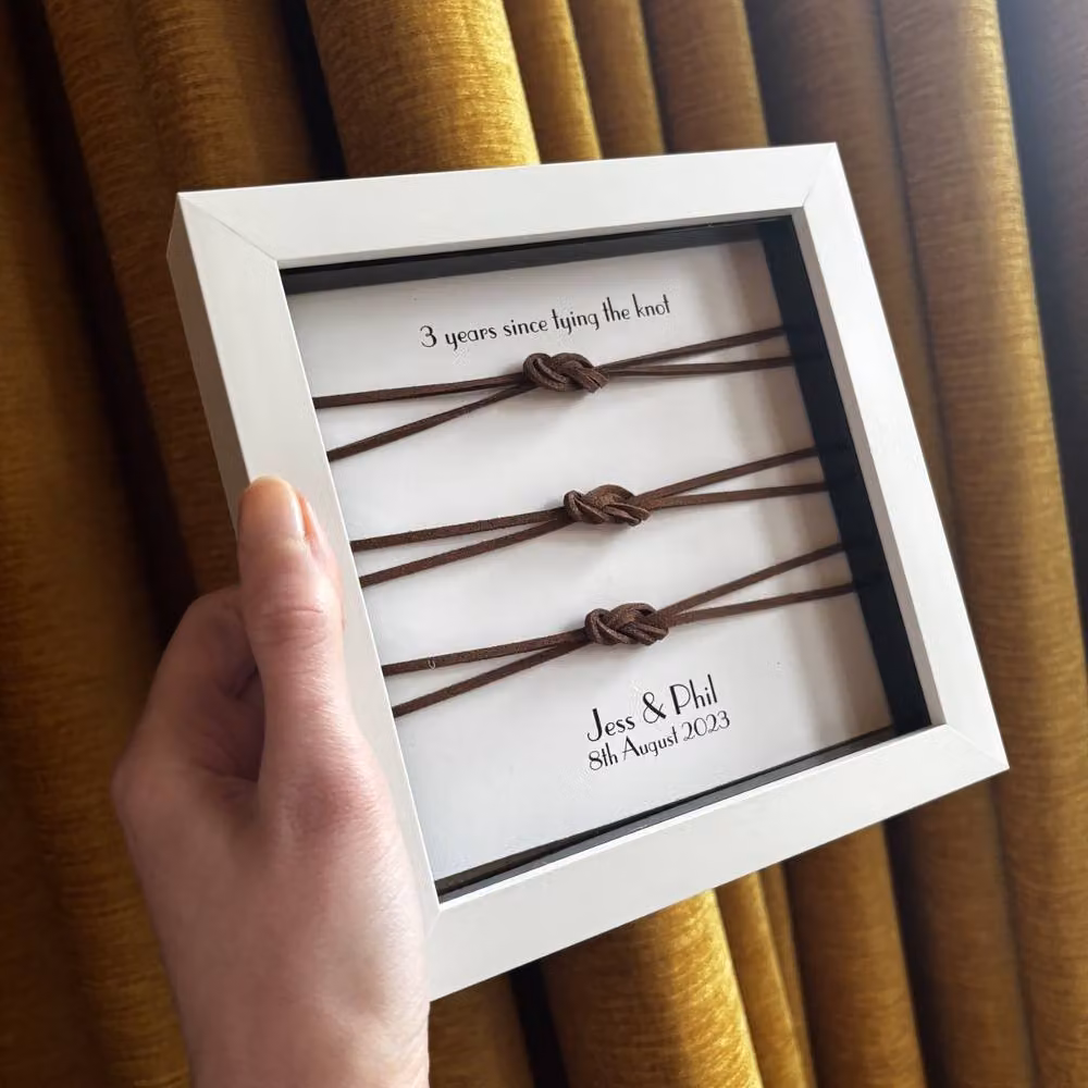Afewhometruths Personalised Faux Leather Anniversary Gift in a White Frame – 2