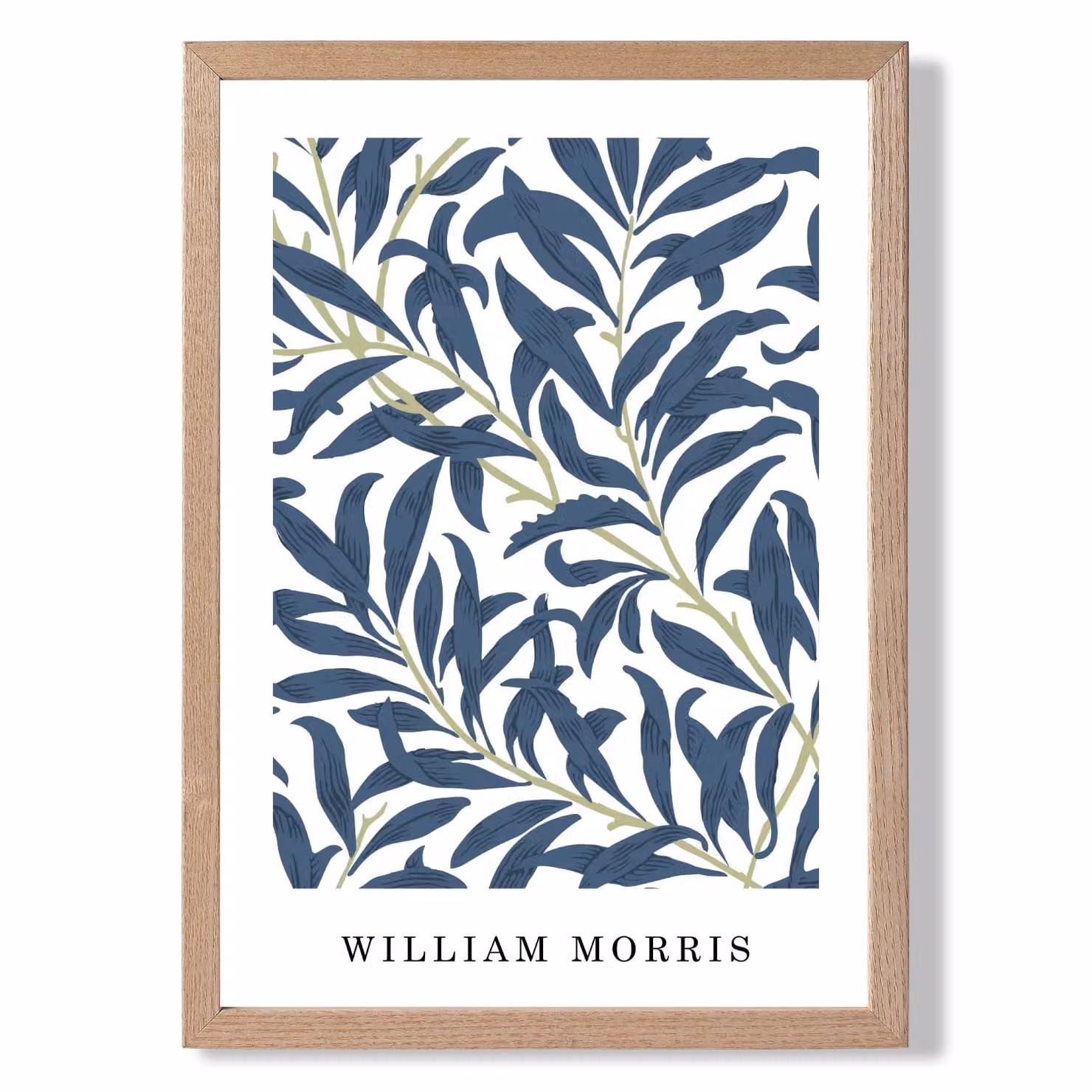ARTZE William Morris Willow Floral Art Print in Navy and Green with Oak Frame, A2 – 2
