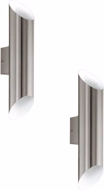 Loops 2 Pack Modern IP44 Outdoor LED Wall Light in Stainless Steel and White – 1