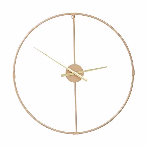 Premier Housewares Modern Round Metal Wall Clock in Gold and White, Diameter: 60 cm