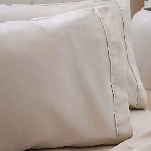 Belledorm Pair of 200 Thread Count 100% Egyptian Cotton Housewife Pillow Cases in Beige