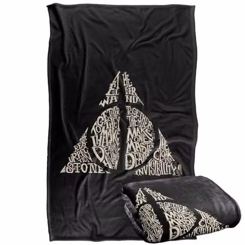 Harry Potter Together Make The Deathly Hallows Silky Touch Super Soft Fleece Throw Blanket, Multicolour, W/D/H: 91 x 147 cm – 1