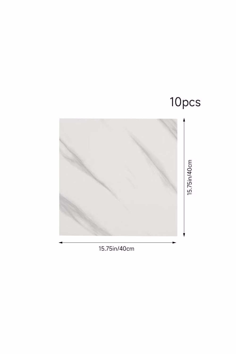 Living and Home 10pcs Self-Adhesive White Marble PVC Wallpaper, W/D/H: 40 x 40 x 40 cm – 2
