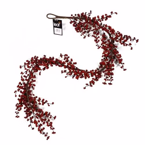 Leaf Design Red Artificial Christmas Foliage Wreath – 1