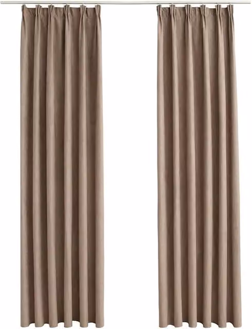 Berkfield Home Taupe Blackout Curtains with Hooks, 2 Pack, W: 140 cm, H: 225 cm